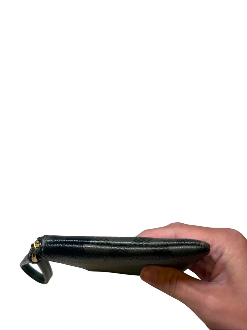 Coach Black Camo Wristlet with Gold Logo
